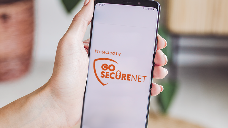 Mobile screen showing GO Secure Net logo