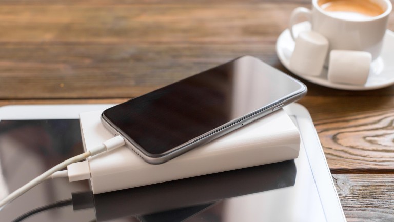 A mobile phone on a charger
