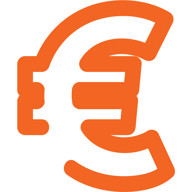 Orange euro symbol icon