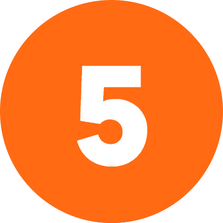 Number 5 on an orange circle