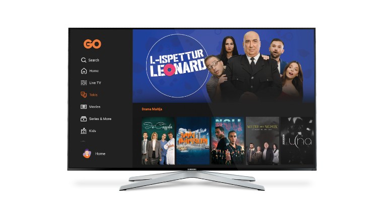 TV showing the GO TV app