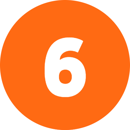 Number 6 on orange background
