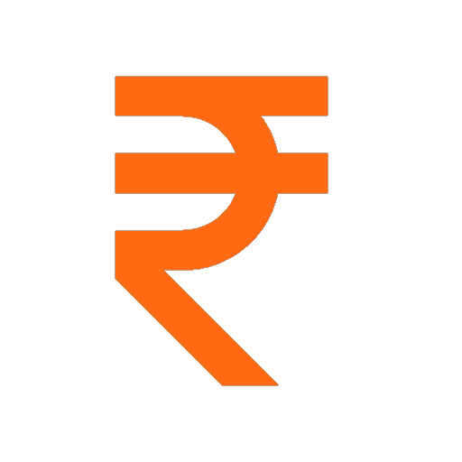 Symbol of Indian rupee in orange